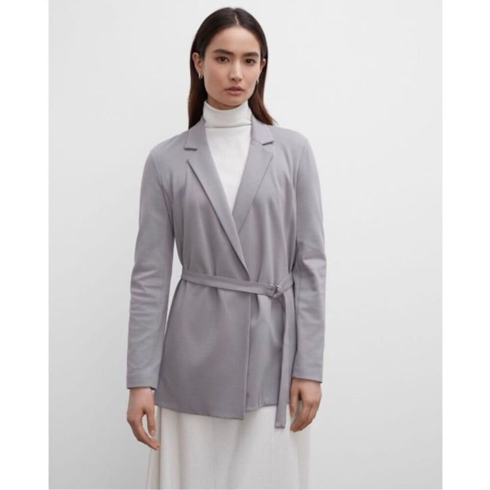 Club Monaco Perfect Belted Tie Waist Gray Minimalist Blazer Size Small